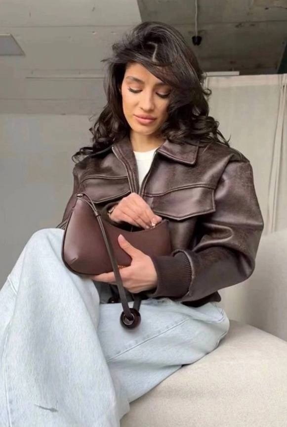 женская кожаная куртка,куртка кожаная,куртка бомбер,куртка бомбер оверсайз кожаная c&c fashion,женская куртка