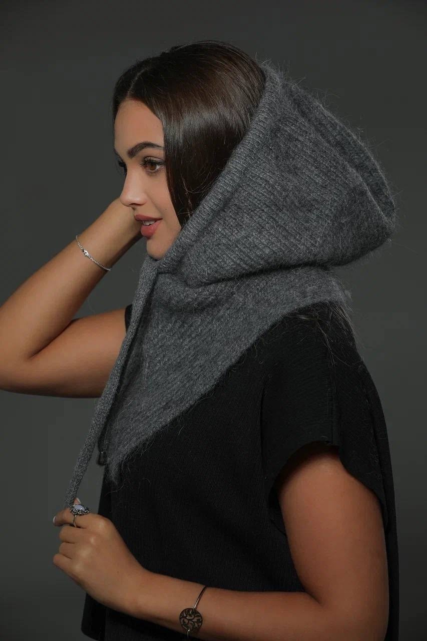 капор из премиальной ангоры,капор шарф,капюшон капор,капор вязаный ко-ко,женский капор