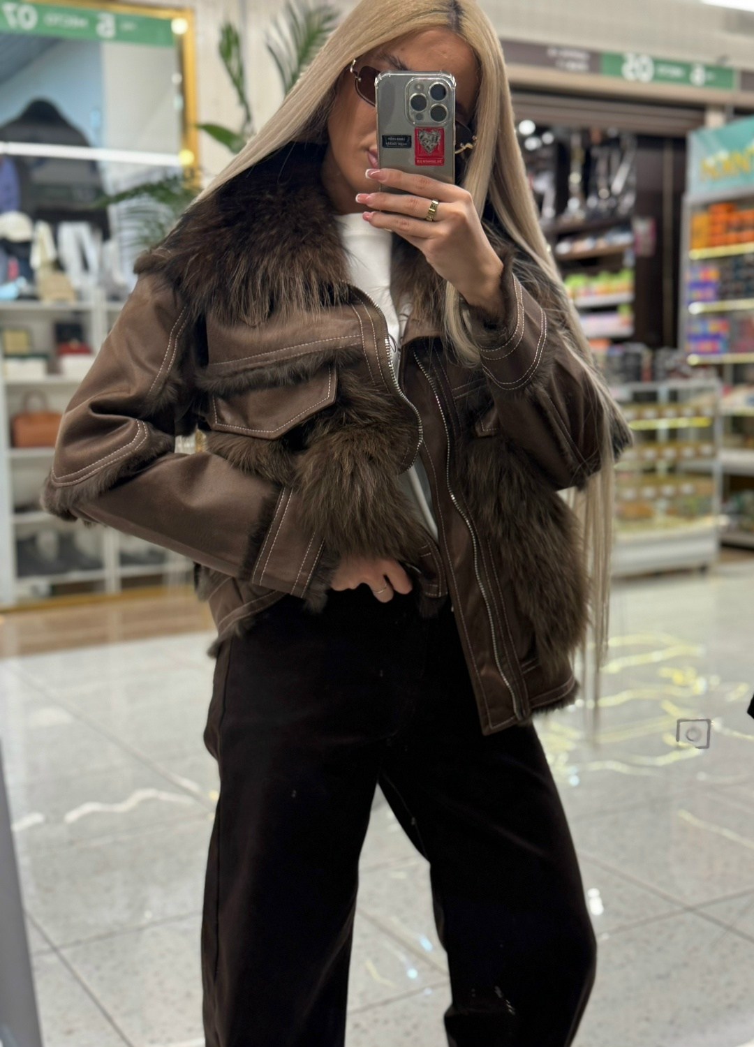 дубленка женская,женское зимнее пальто с воротником из меха ягненка и подкладкой из кроличьего меха,дубленка натуральная женская,куртка женская,женская дубленка авиатор