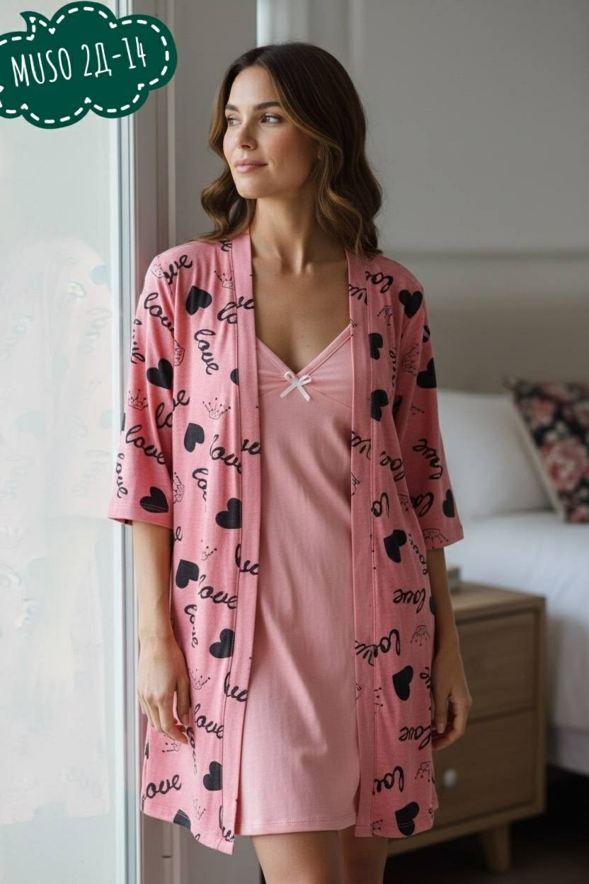 комплект халат сорочка,комплект с халатом,халат женский,одежда для дома,комплект пижама