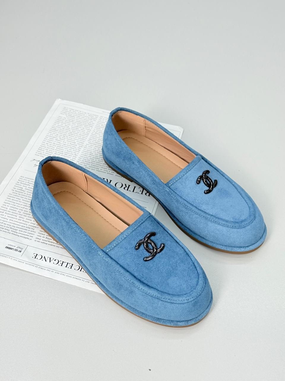 женские лоферы loro piana,,синие лоферы,модные лоферы,голубые лоферы