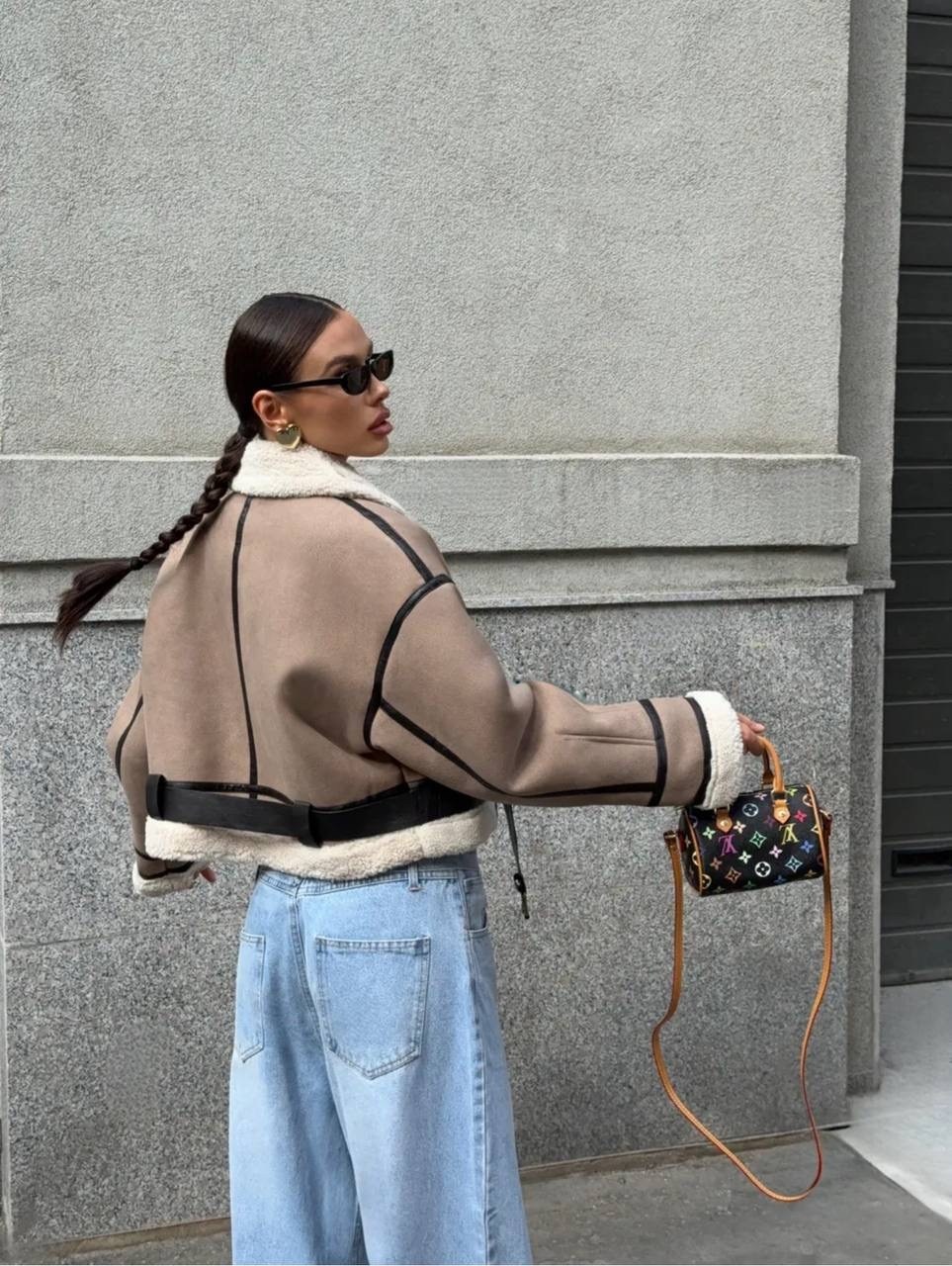 дубленка авиатор оверсайз,стильная дубленка,дубленка авиатор зимняя короткая,модная дубленка