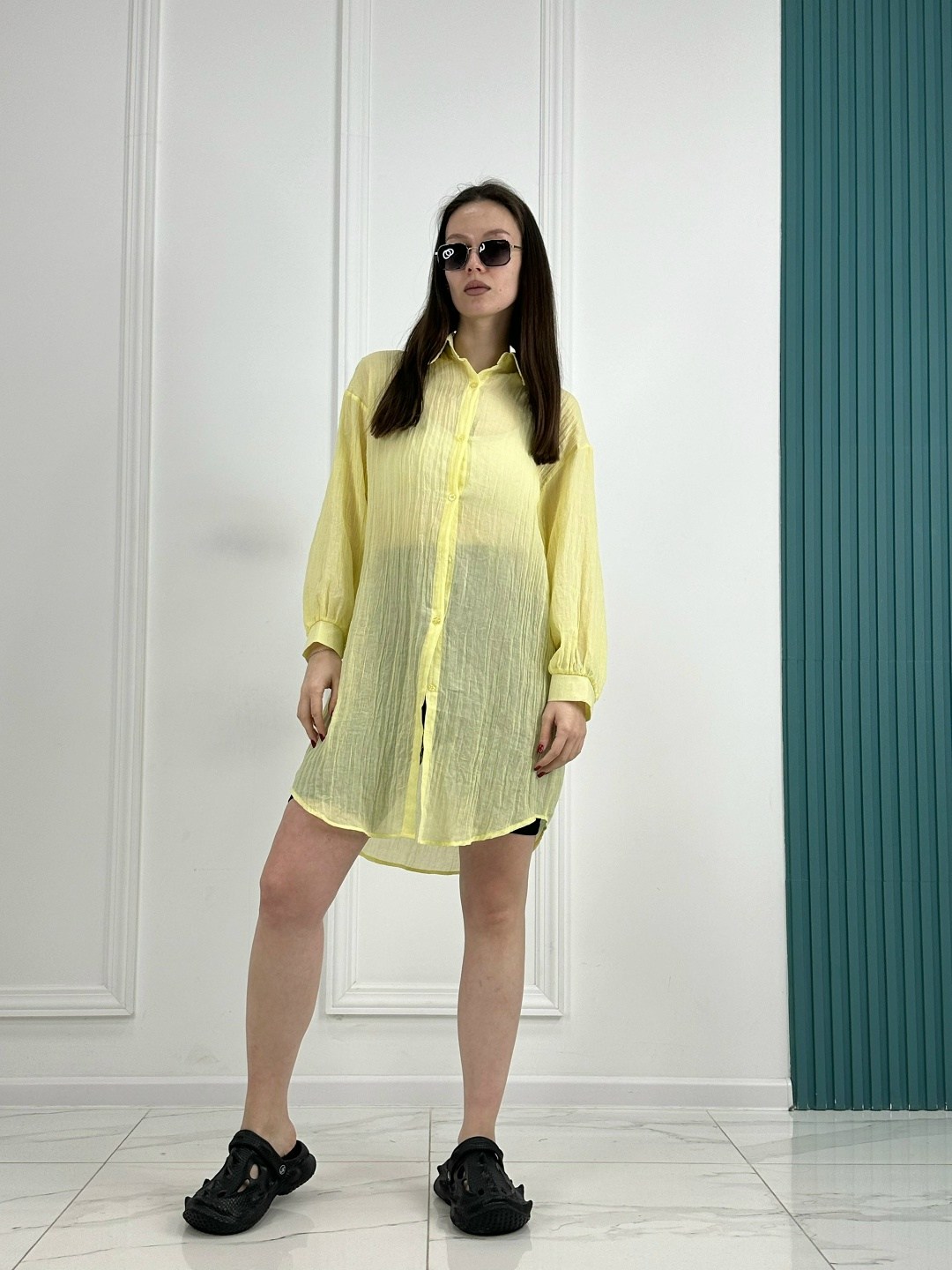 блузка желтая,удлиненная блуза,рубашка блузка,блузка anelli 172 лимон,рубашка женская