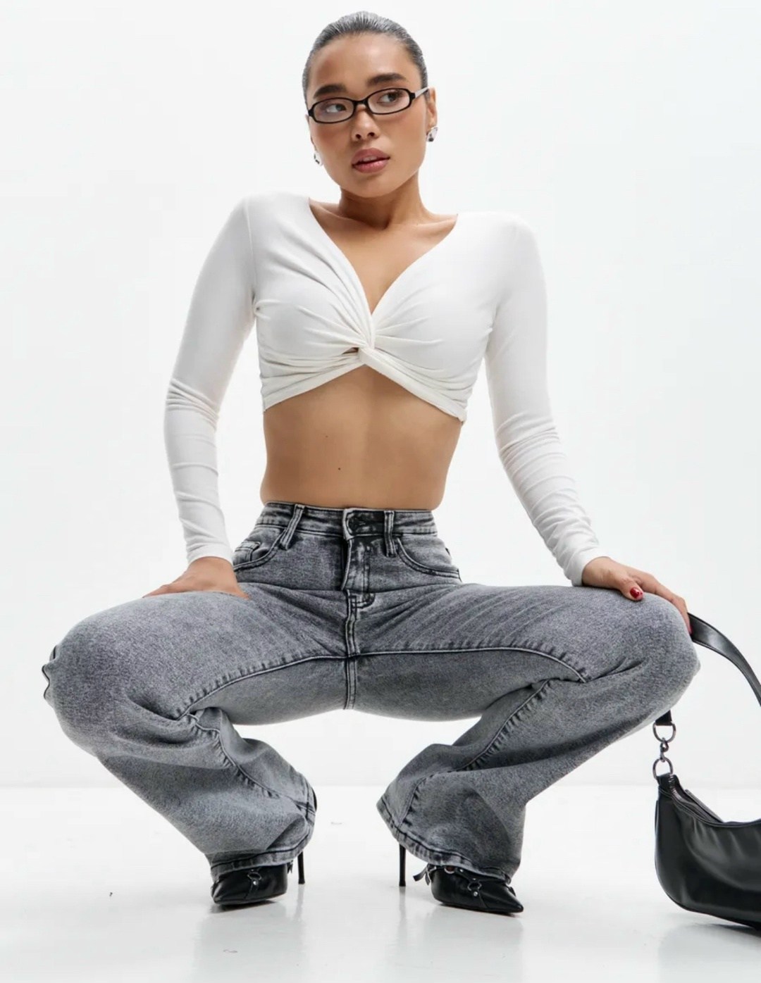 джинсы клеш женские,джинсы-клёш от колена miliner_moda,женские джинсы,джинсы клёш,серые джинсы клеш