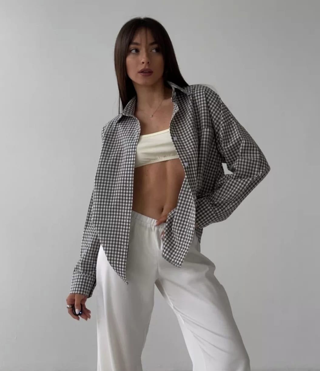 клетчатая хлопковая рубашка оверсайз,рубашка в клетку женская,рубашка оверсайз в клетку,хлопковая рубашка в клетку cosmo brand,клетчатая рубашка женская