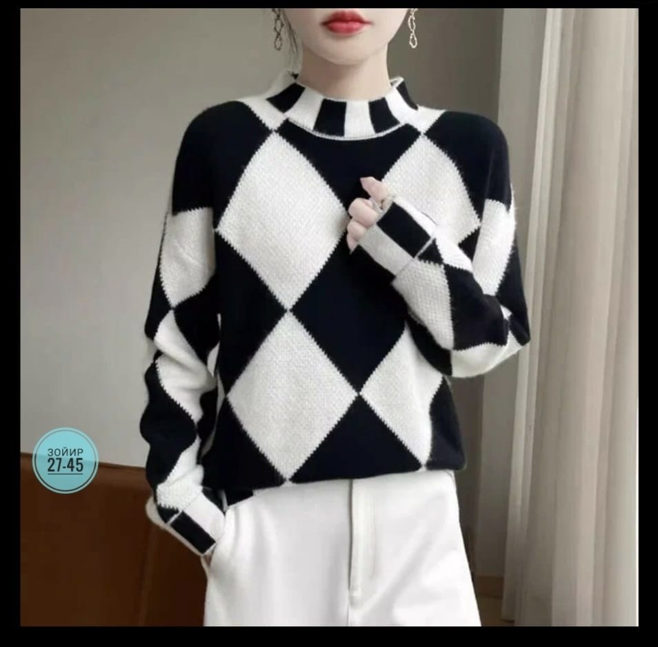 женский свитер,свитер в клетку,модный женский свитер,модные свитера,свитер пуловер