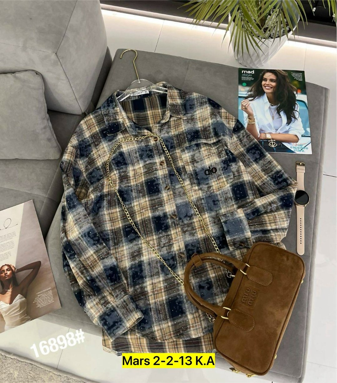 рубашка женская 7007 "клетка № 4",рубашка женская,рубашка в клетку женская,рубашка женская 7007 клетка,клетчатая рубашка женская теплая c&h style