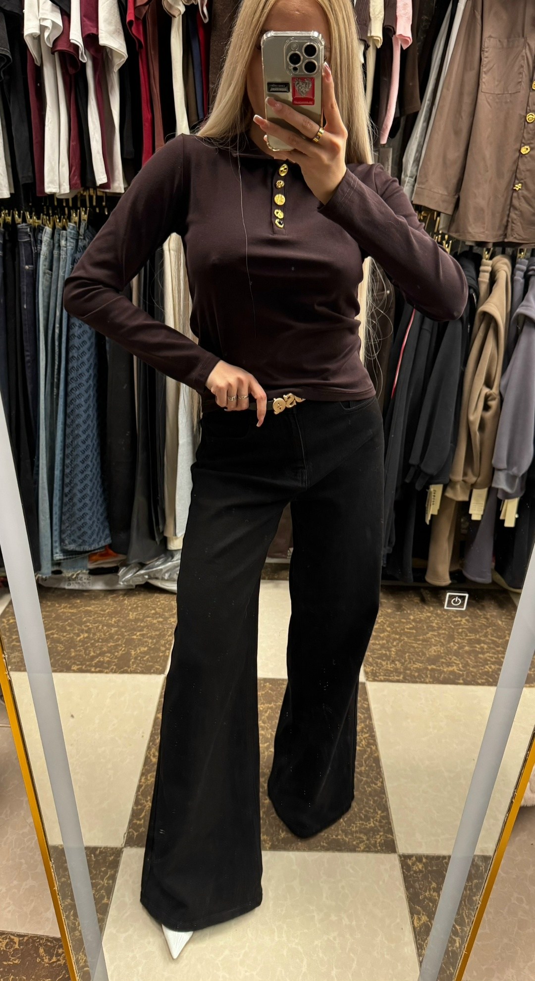 джемпер-поло из трикотажной ткани коричневого цвета,джемпер,коричневый джемпер,джемпер поло коричневый,коричневая женская рубашка поло