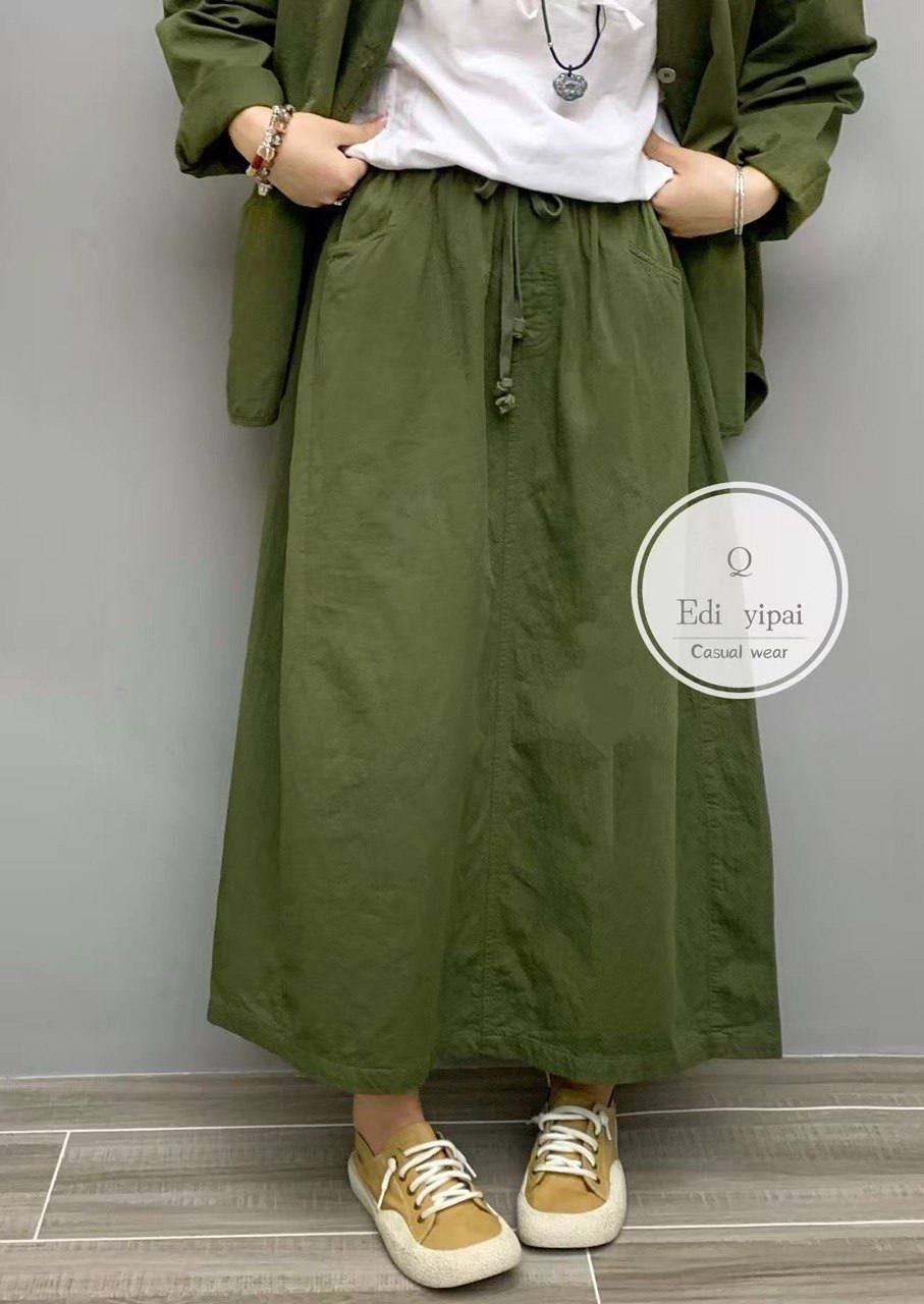 льняная юбка,юбка повседневная,юбка бохо,длинная юбка mittlere taille langer only капулетти оливкового цвета,юбка с карманами