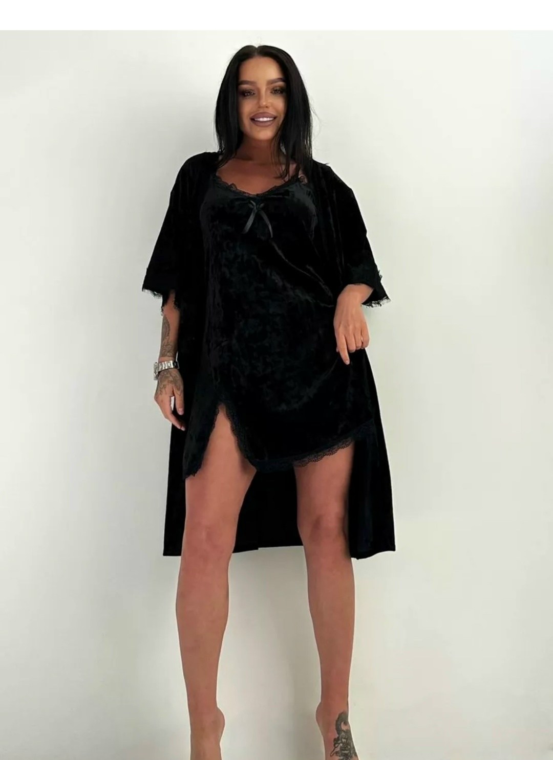 комплект сорочка халат,пеньюар женский,комплект велюровый,пижама тройка женская велюр,комплект халат