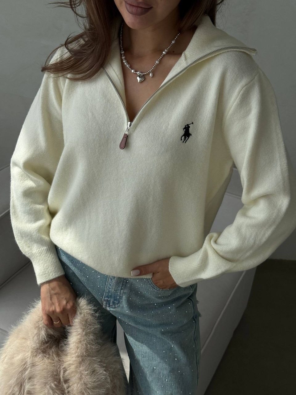 кофта кашемир,свитер polo ralph lauren oversize с молнией корич. 46/m 409424235,женская кофта,ralph lauren кашемировый свитер,свитер кашемир