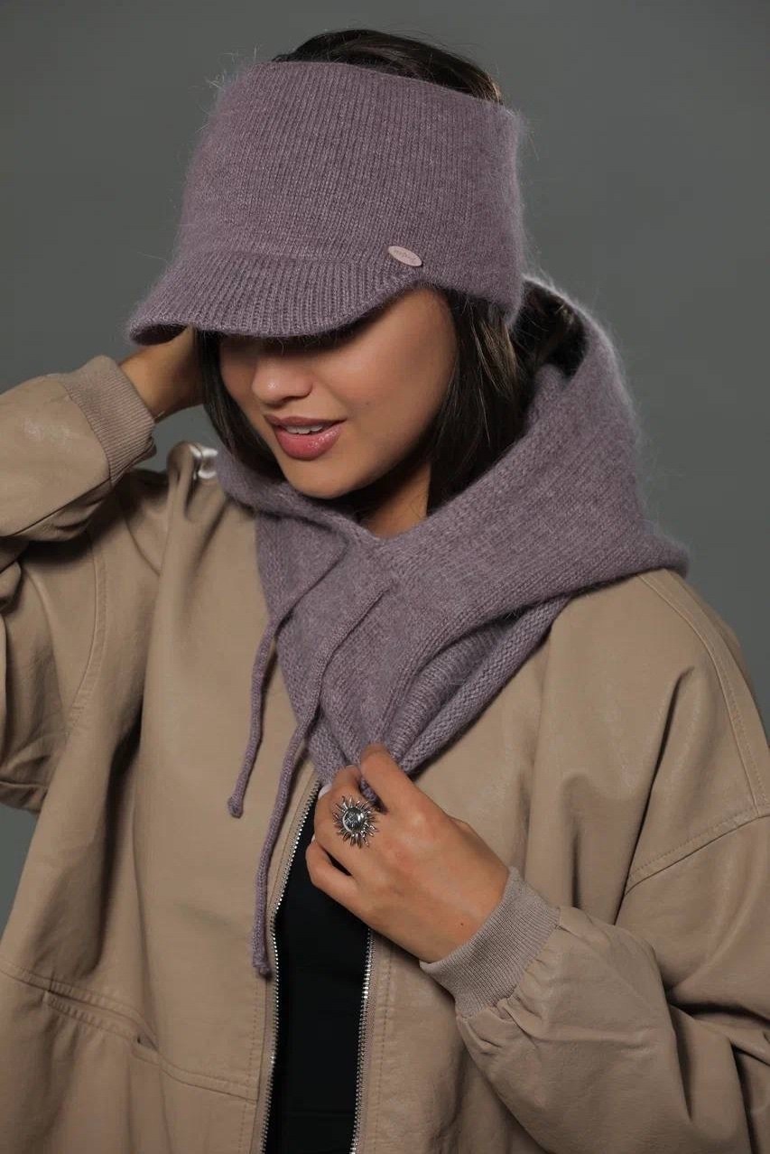 капор женский зимний ангора белый с кепкой,кепка с капором из ангоры glamour boutique,комплект ангора капор+кепка,кепка с капором из ангоры,капюшон капор