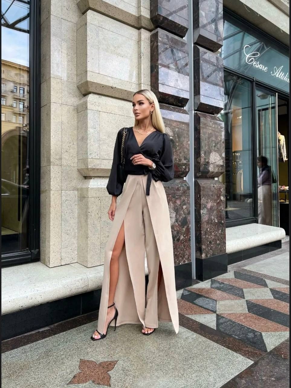 брюки палаццо с разрезами grinkovskaya brand цвет бежевый,брюки палаццо с разрезами grinkovskaya brand,брюки палаццо с разрезами с высокой посадкой grinkovskaya brand,брюки летние палаццо с разрезами