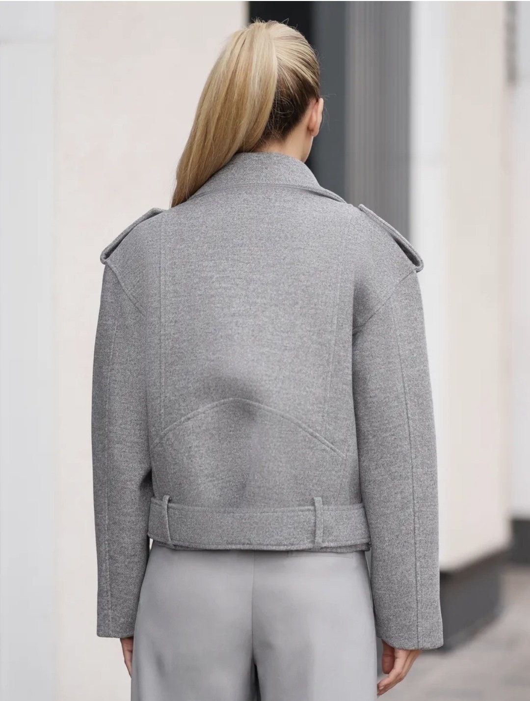 куртка косуха шерстяная из пальтовой ткани,стильная куртка,куртка из пальтовой ткани серая,куртка из пальтовой ткани серая fly-style,пальто косуха