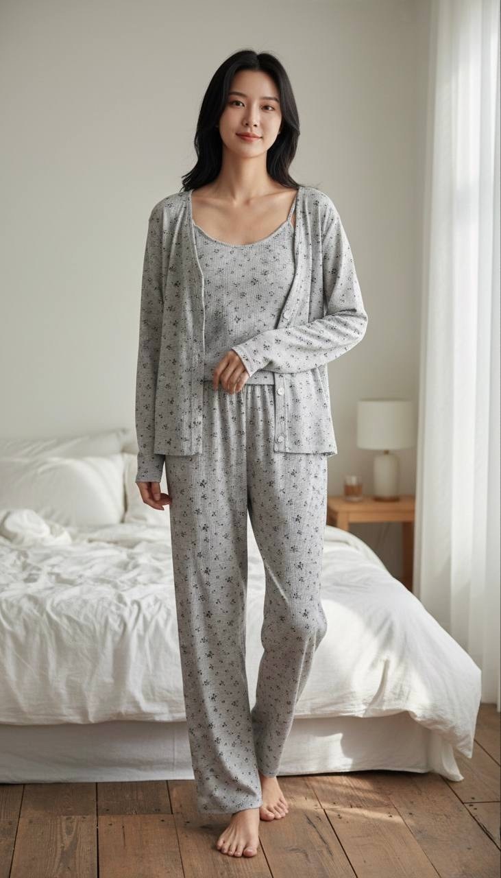 женские пижамные комплекты,пижама fresh blossom муслиновая,пижама тройка со штанами ninelya dream,комплект пижама,модная пижама