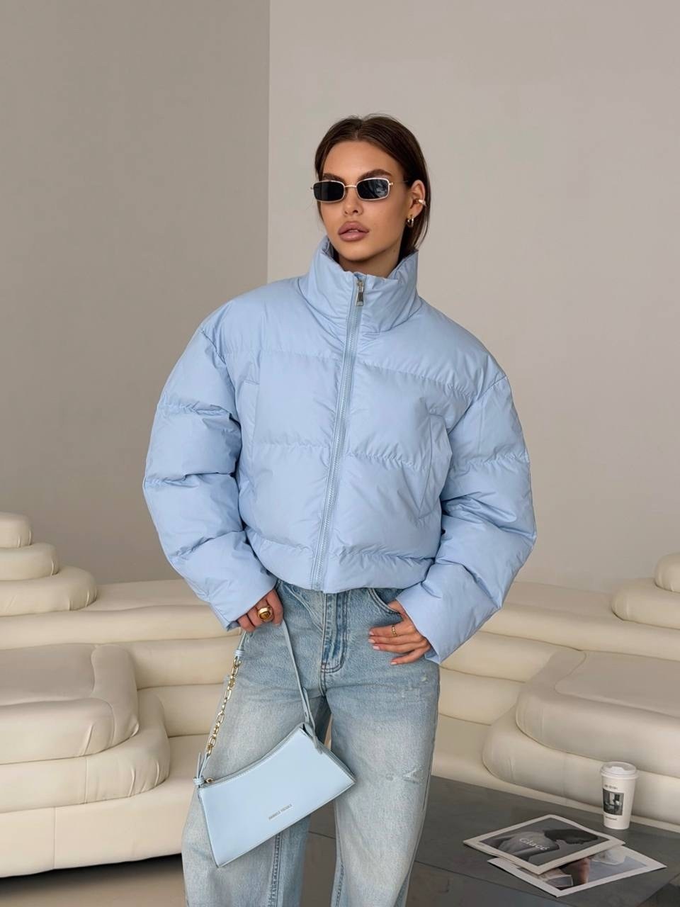 голубая курточка кроп коротка пуховик,куртка демисезонная,свободная куртка женская shu светло-голубая,куртка женская,куртка electrastyle размер 44 голубой