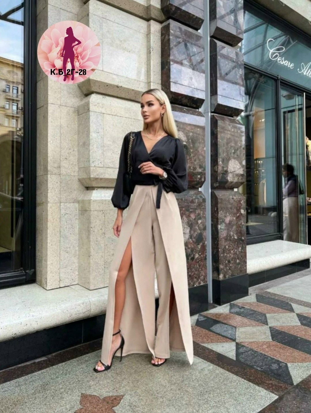 брюки палаццо с разрезами с высокой посадкой grinkovskaya brand,брюки палаццо с разрезом,брюки палаццо с разрезами grinkovskaya brand цвет бежевый,брюки палаццо,модные брюки палаццо