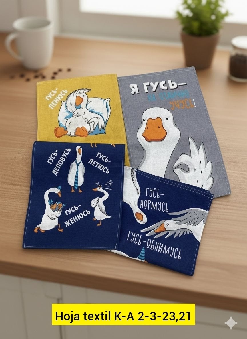 кухонное полотенце гусь-обнимусь,набор кухонных полотенец гусь обнимусь,полотенце с гусями,полотенца вафельные 6 шт. набор " гусь- обнимусь",кухонные полотенца гуси