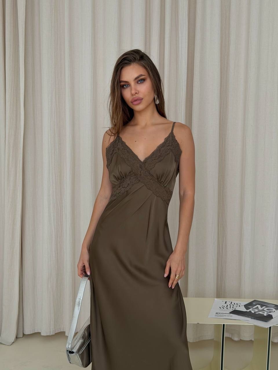 шелковое платье,шелковое платье комбинация,платье комбинация,коричневое платье,платье