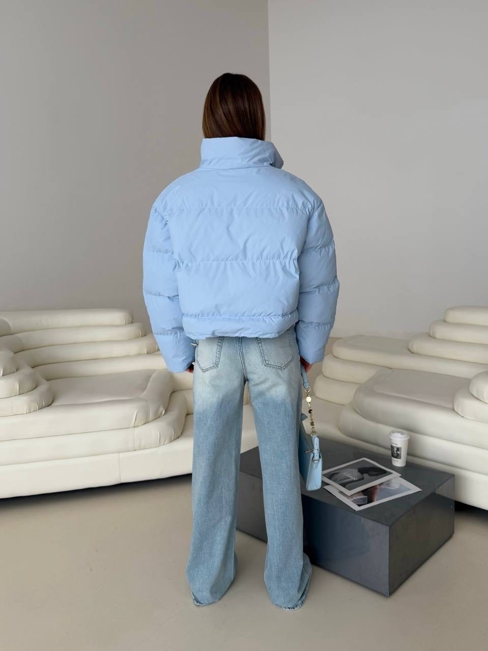голубая курточка кроп коротка пуховик,куртка демисезонная,свободная куртка женская shu светло-голубая,куртка женская,куртка electrastyle размер 44 голубой