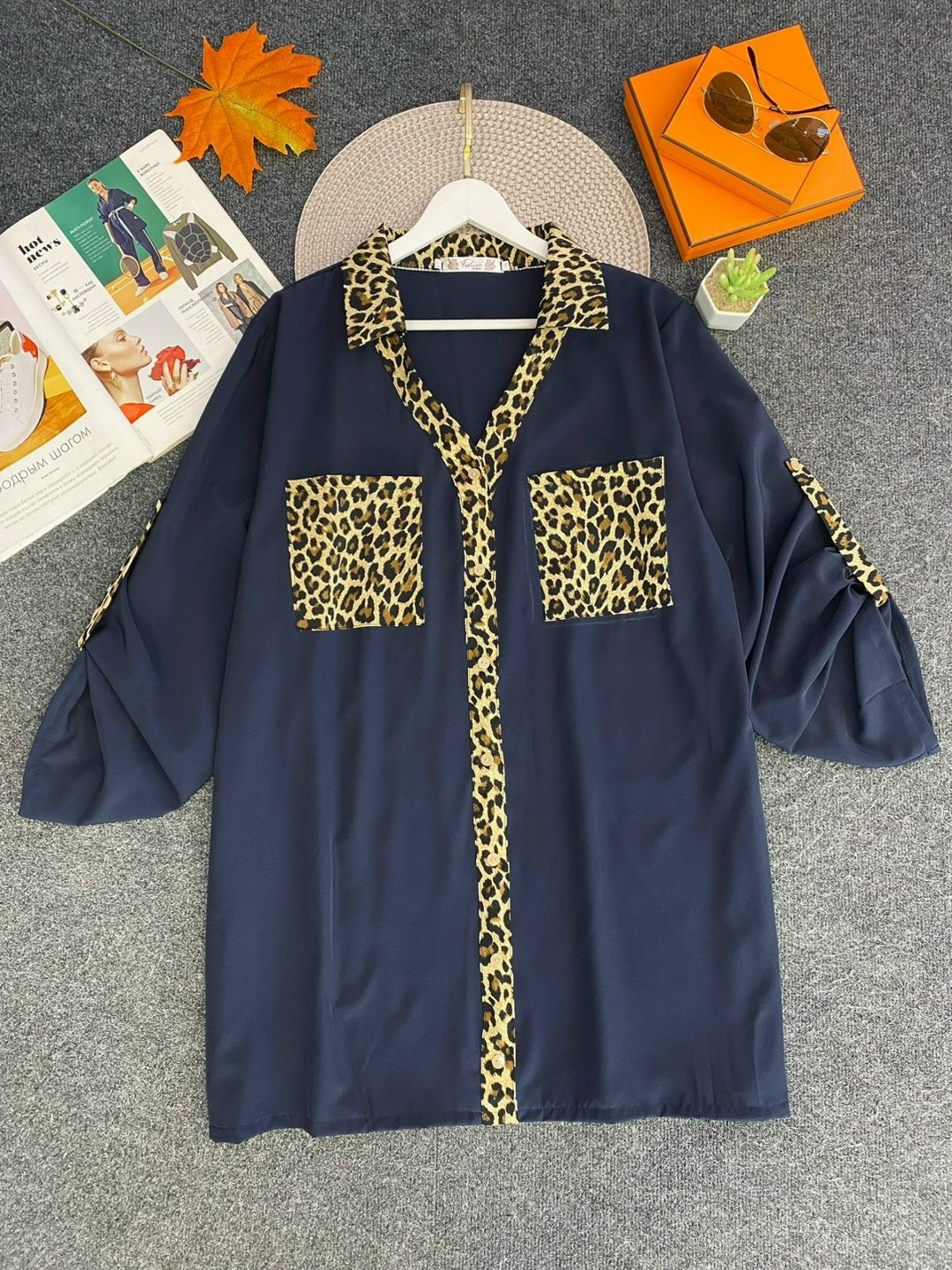 женская шифоновая рубашка с леопардовым принтом,рубашка шифоновая,блузка женская,рубашка женская,блузка туника