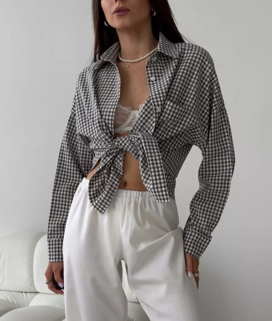 клетчатая хлопковая рубашка оверсайз,рубашка в клетку женская,рубашка оверсайз в клетку,хлопковая рубашка в клетку cosmo brand,клетчатая рубашка женская