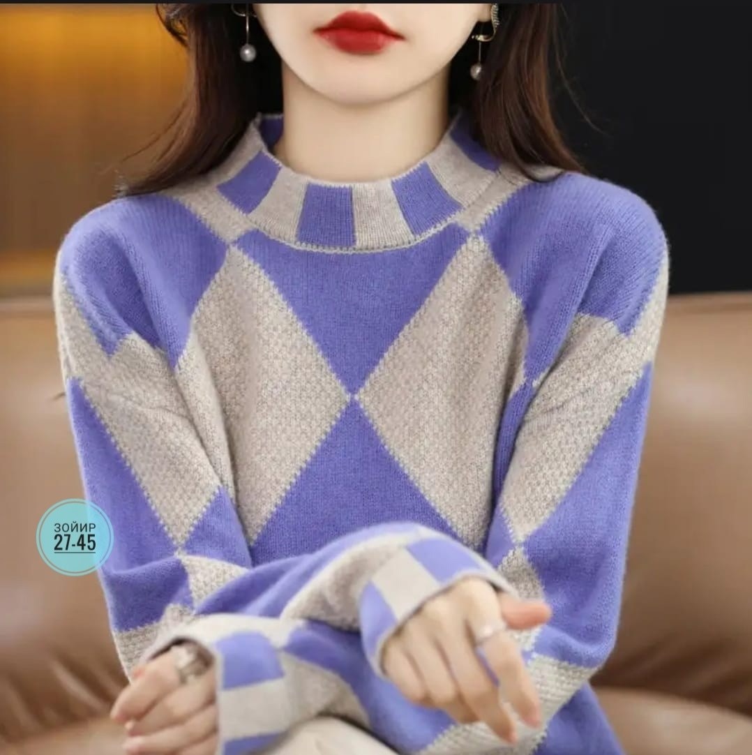 женский свитер,свитер в клетку,модный женский свитер,модные свитера,свитер пуловер