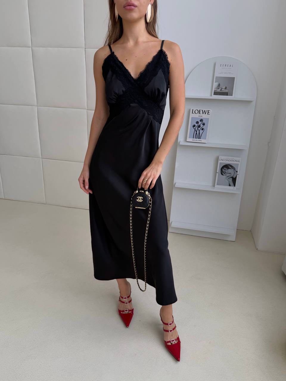 шелковое платье комбинация,черное платье комбинация,платье комбинация,платье комбинация миди,шелковое платье