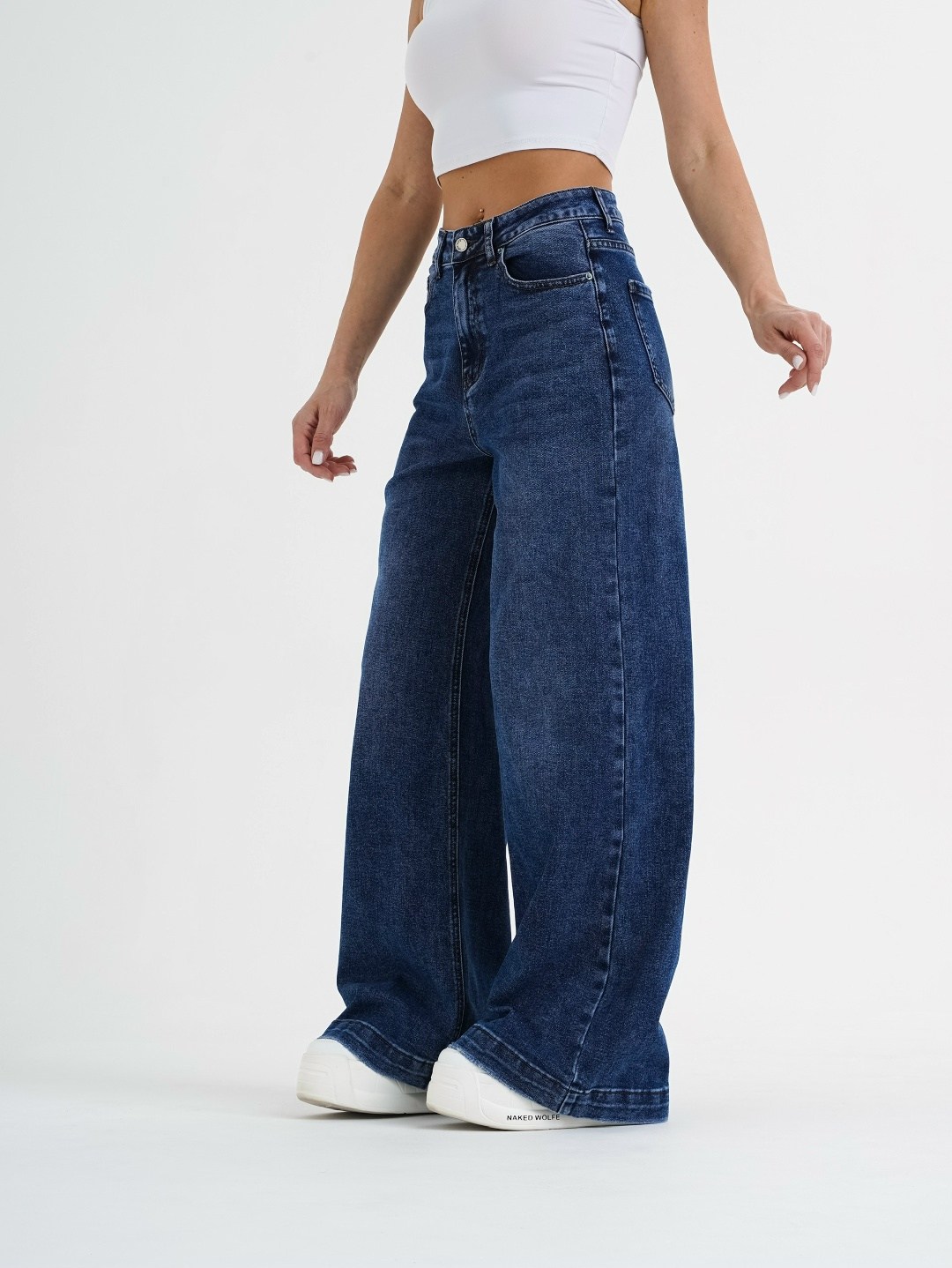 женские джинсы,джинсы,джинсы базовые,джинсы синие,джинсы широкие на резинке клеш h&a collection