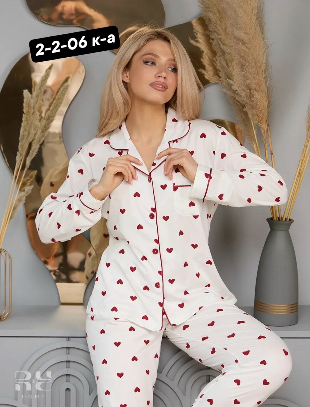 пижама с сердечками,пижама женская maliq mq-10 белая l,пижама со штанами и рубашкой с сердечками,женская пижама,пижама женская с сердечками
