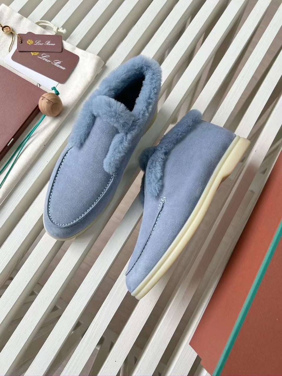 женские лоферы loro piana open walk с мехом,loro piana зимние лоферы,ботинки лоро пиано,лоферы loro piana,лоферы из натуральной замши зимние loro piana