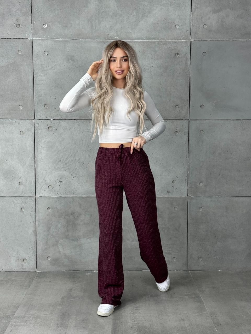 брюки женские палаццо,широкие брюки,трикотажные брюки,брюки палаццо,бордовые брюки