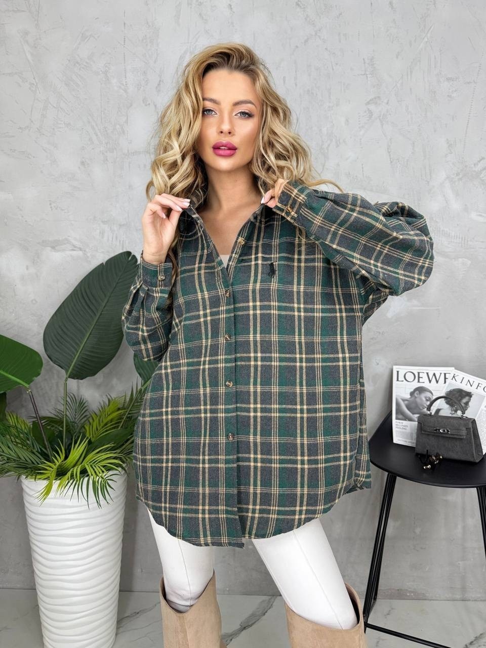 рубашка женская в клетку оверсайз,рубашка женская,рубашка в клетку оверсайз удлиненная zzar,рубашка,рубашка оверсайз в клетку thirteen brand