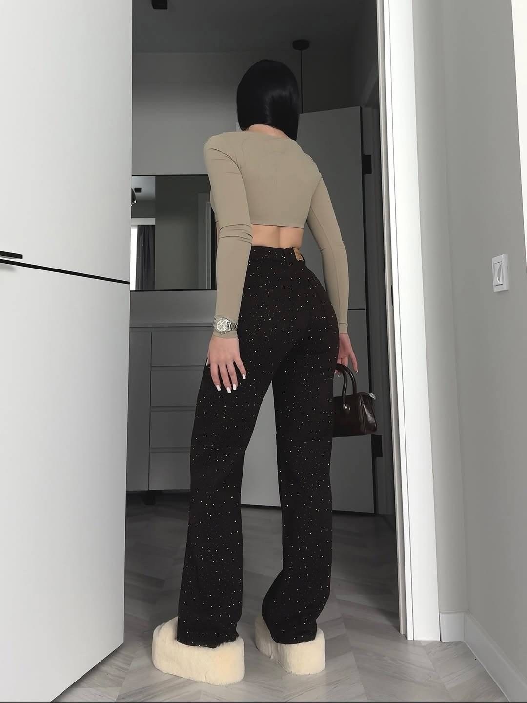 джинсы со стразами,джинсы широкие трубы со стразами,женские джинсы со стразами,джинсы со стразами в золла,джинсы с блестками