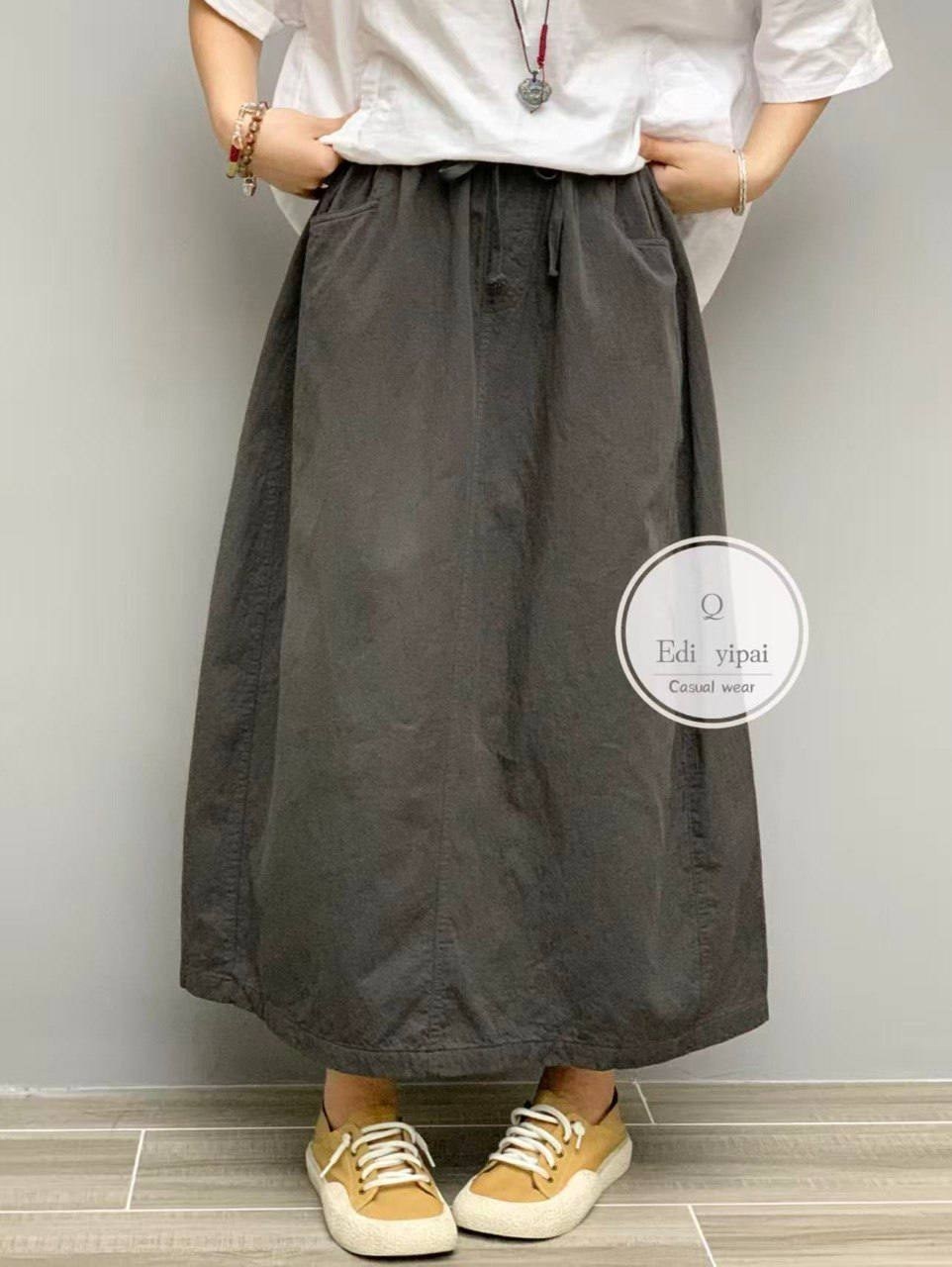 льняная юбка,юбка повседневная,юбка бохо,длинная юбка mittlere taille langer only капулетти оливкового цвета,юбка с карманами