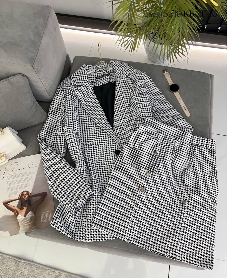 костюм(пиджак и юбка),костюм женский,женский костюм пиджак + шорты (принт гусиная лапка),костюм женский с юбкой,женский костюм двойка