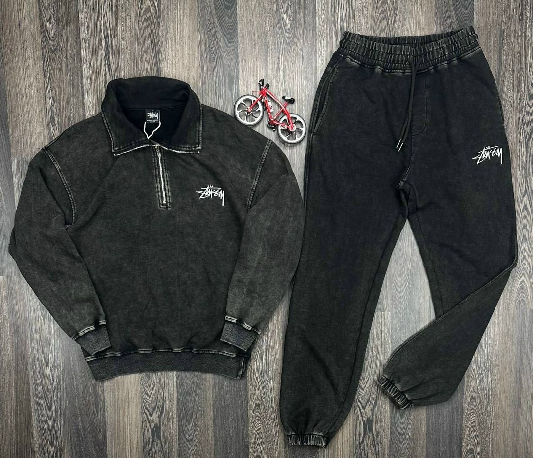 толстовка,толстовки для мужчин,мужская толстовка,stussy logo half zip sweat black,мужская кофта
