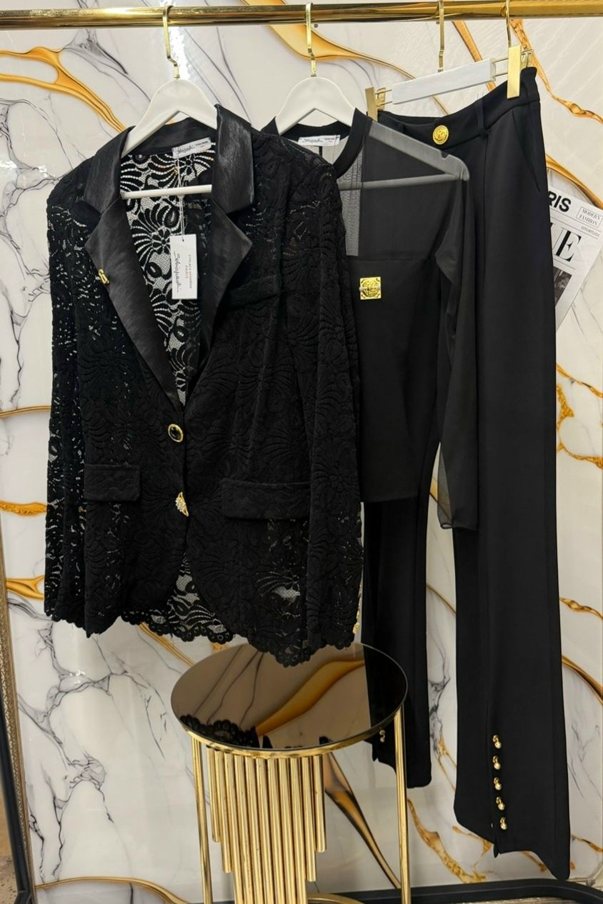 брюки, жакет skipper design 913 черный,брючный костюм,брючный костюм skipper design 913 черный,гипюровый костюм,женский костюм