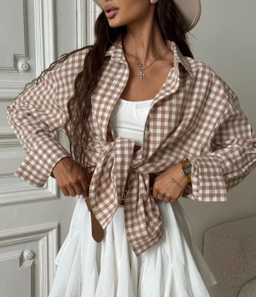 клетчатая хлопковая рубашка оверсайз,рубашка в клетку женская,рубашка оверсайз в клетку,хлопковая рубашка в клетку cosmo brand,клетчатая рубашка женская