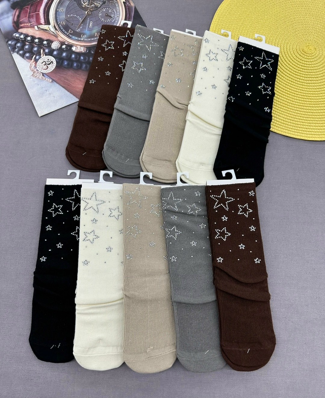 носки женские 10 пар разного цвета,женские носки,носки со стразами,носки женские 10 пар,носки женские стразы