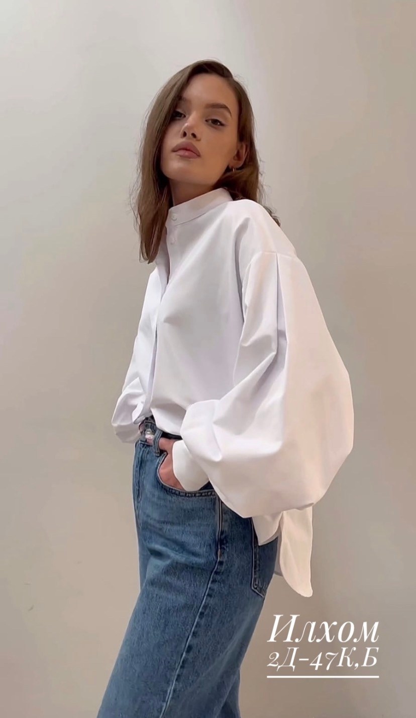 блузка стильная,белая рубашка оверсайз,рубашка оверсайз с пышным рукавом белого оттенка,белые рубашки,женская рубашка
