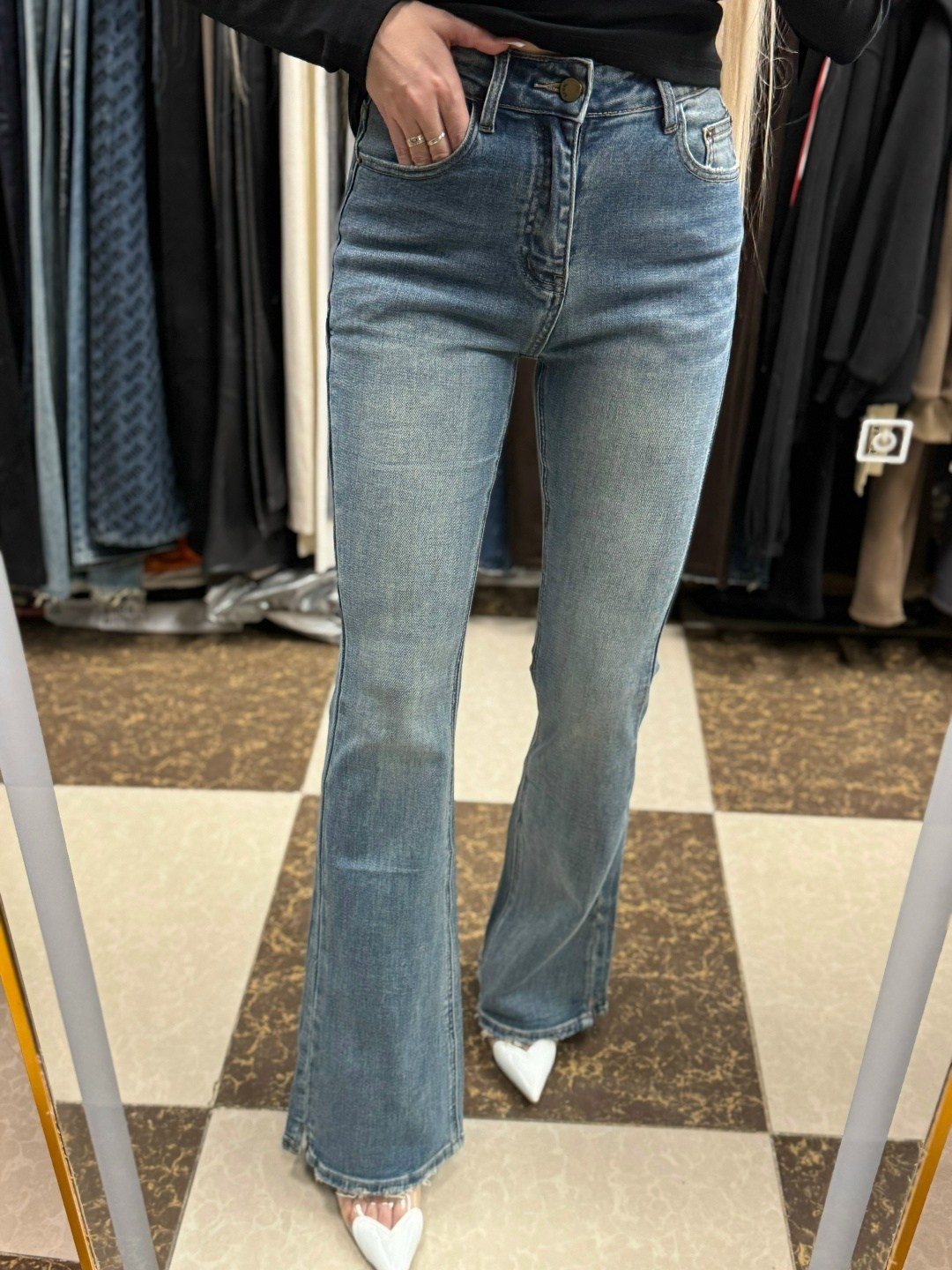 джинсы клеш с высокой посадкой glanada,джинсы женские клёш,джинсы женские,джинсы клеш,джинсы клеш с высокой посадкой