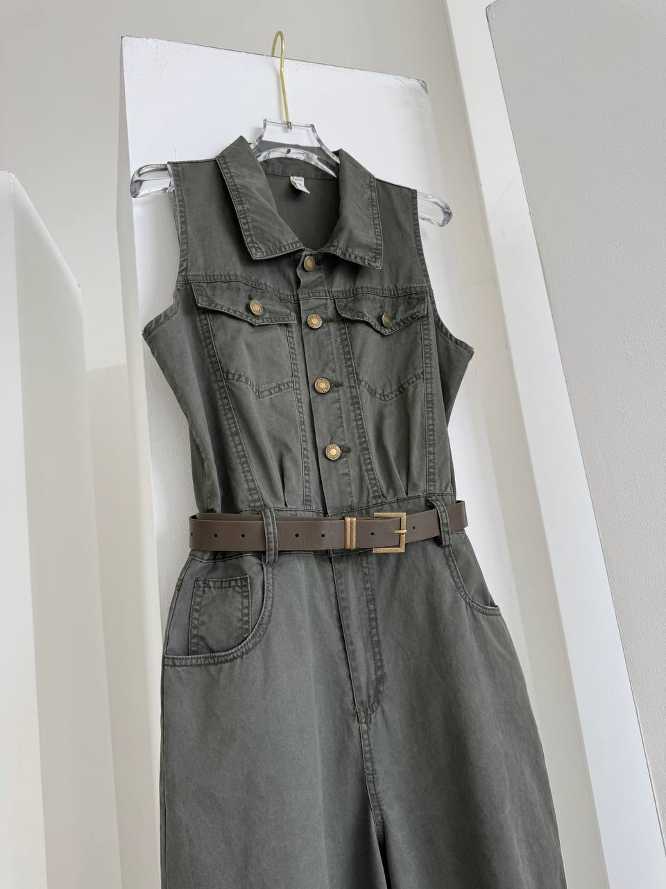 хлопковый комбинезон,комбинезон,комбинезон женский,комбинезон женский хаки,комбинезон в стиле сафари