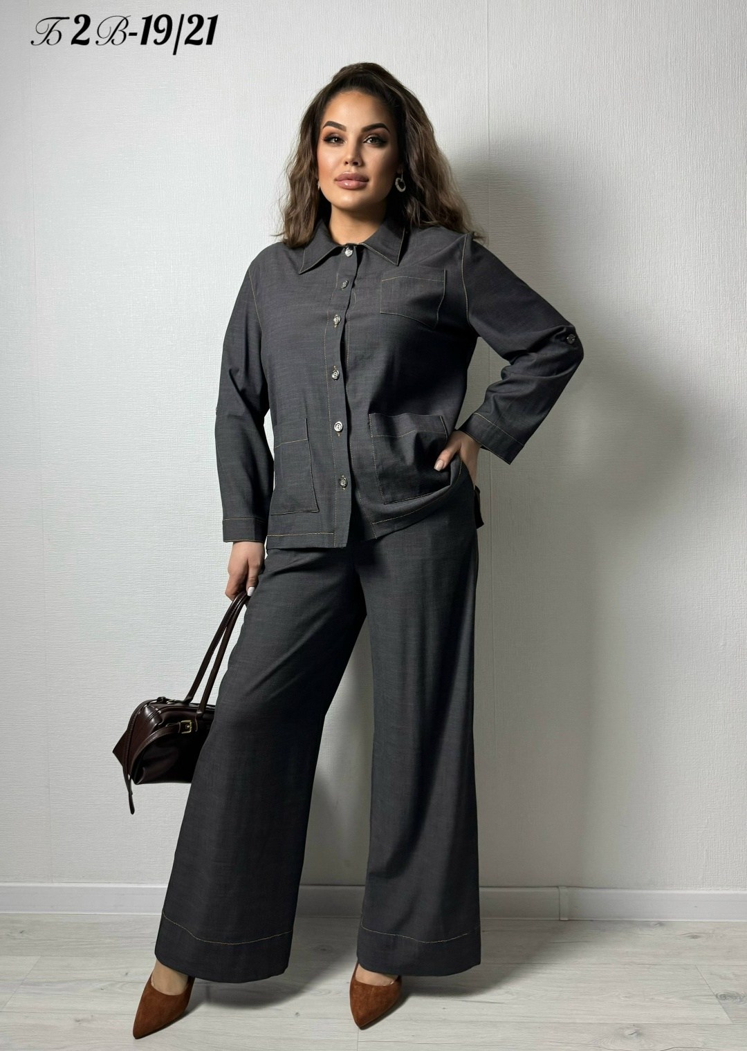 костюм брючный vilena 1053 серый,женские брючные костюмы,костюм женский,брючный комплект,костюм с брюками