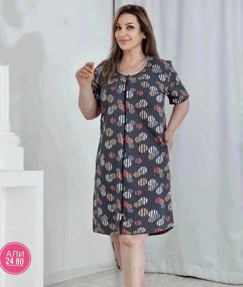 халат женский,халат трикотажный домашний,халат женский домашний,халат в горох больших размеров,халат легкий