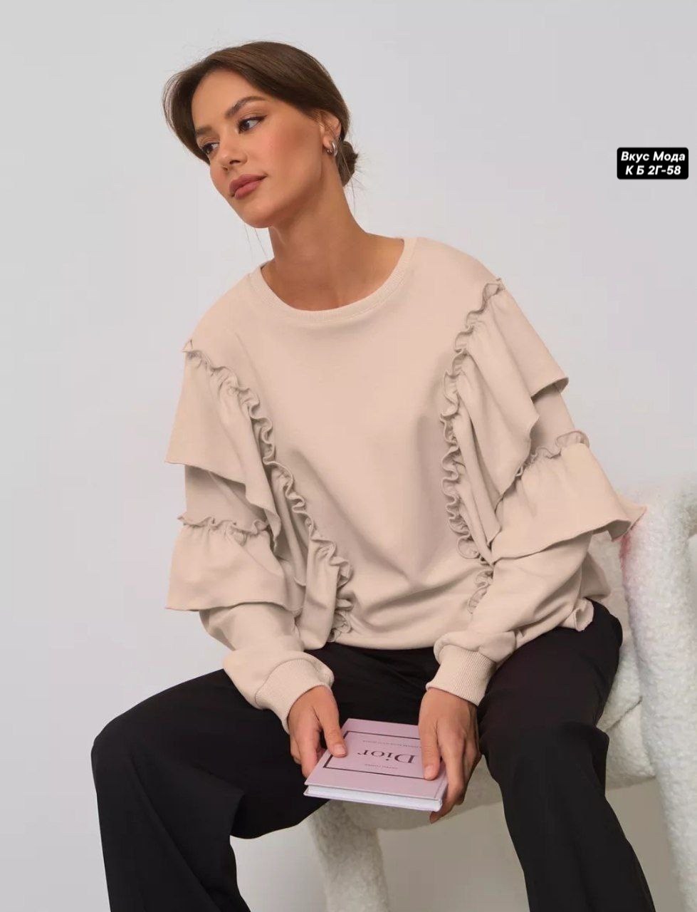 блузка с оборками,свитшот с рюшами,свитшот женская,кофта с воланами,свитшот с воланами оверсайз annusula 175558948