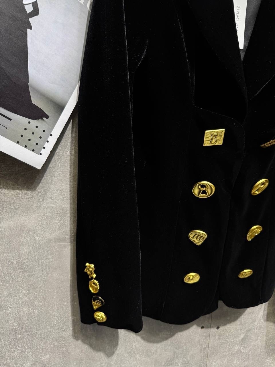 бархатный двубортный блейзер с лацканами и золотыми пуговицами,черный бархатный блейзер для женщин тонкий двубортный пиджак на пуговицах,женский бархатный пиджак,бархатный пиджак с золо