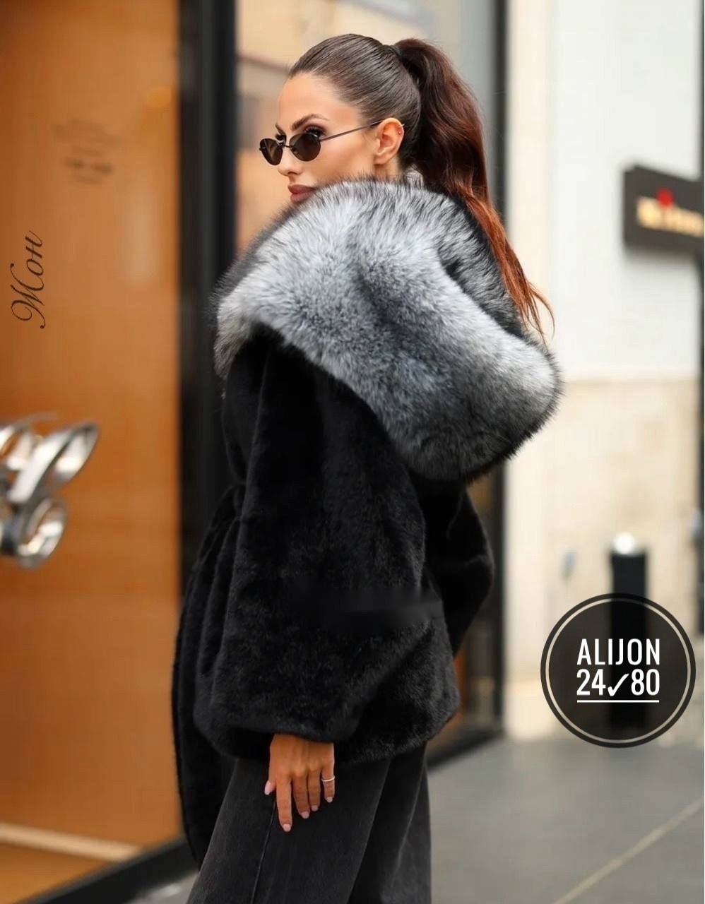 женская шуба,шуба из эко меха под норку,норковая шуба,норковая шуба с капюшоном,норковая шуба с капюшоном из чернобурки