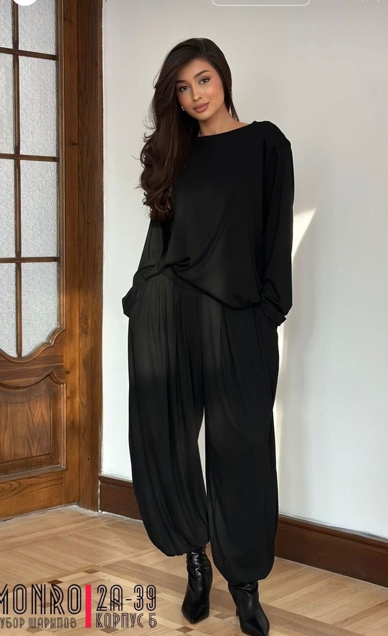 блузка летучая мышь sahera rahmani,трикотажные костюмы,повседневный костюм,трикотажный костюм женский,широкие брюки