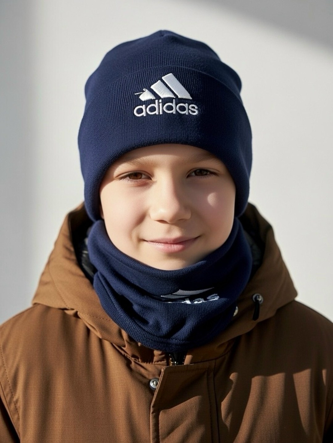 комплект шапка снуд,снуд адидас,снуд adidas,шапка и снуд,комплект шапка и снуд для мальчика